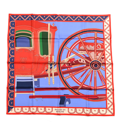 Hermes Silk Balade En Berline Scarf 90 Lavande Rouge Marine 1 of 5
