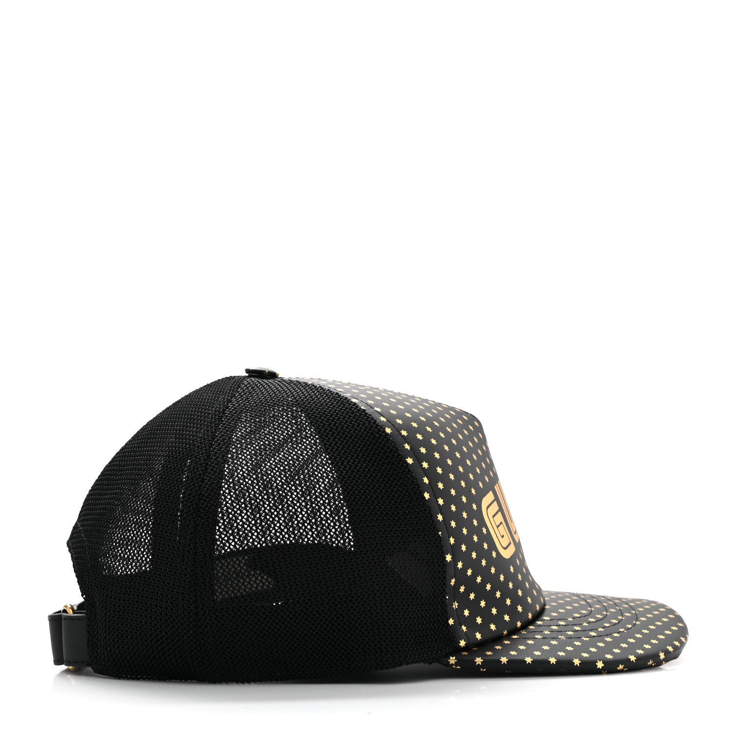 Gucci X SEGA Calfskin GUCCY Stars Baseball Hat M Black Gold 5 of 9