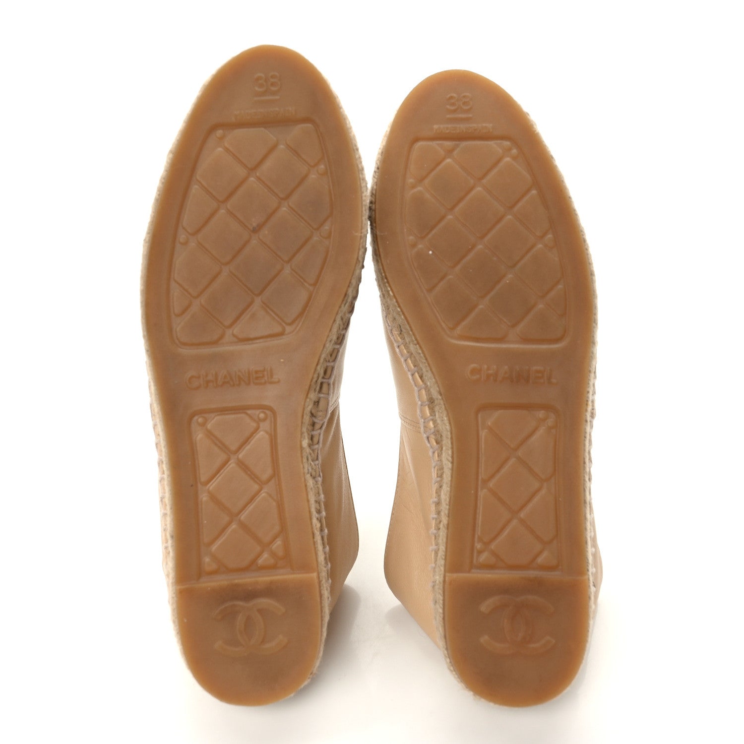 Chanel Lambskin CC Espadrilles 38 Beige Black 5 of 9