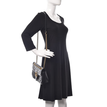 Gucci Calfskin Matelasse Small GG Marmont Shoulder Bag Black 2 of 13