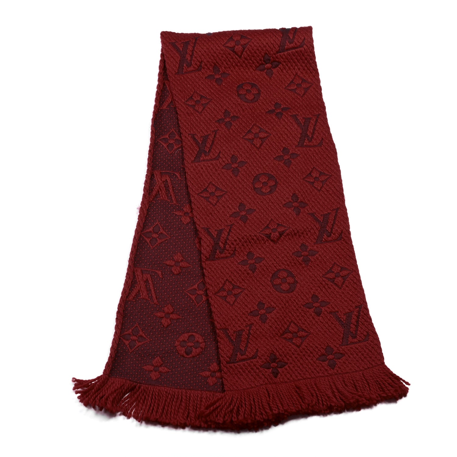 Louis Vuitton Wool Silk Logomania Scarf Rubis 2 of 4