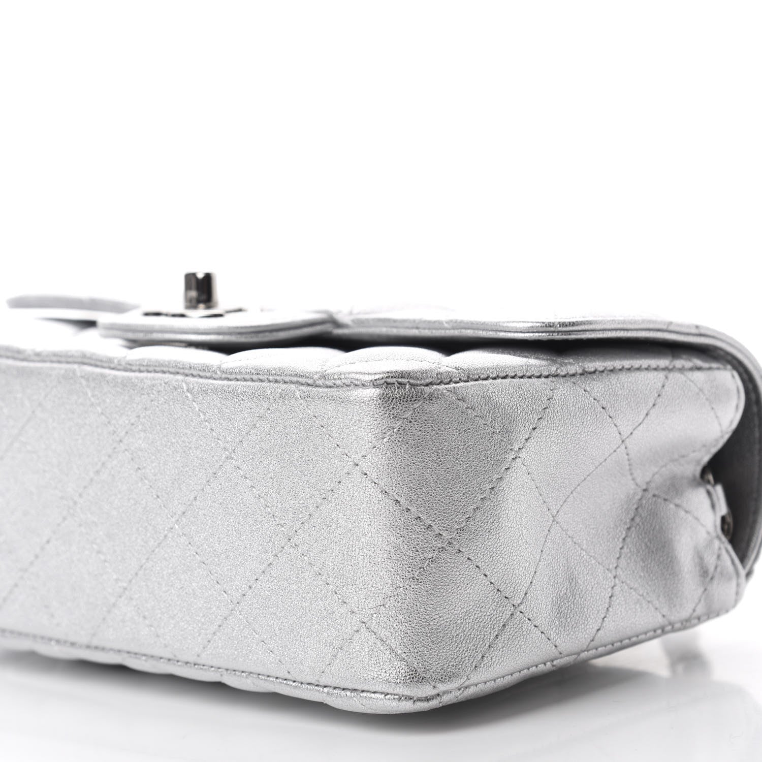 Chanel Metallic Lambskin Quilted Mini Rectangular Flap Silver 7 of 11