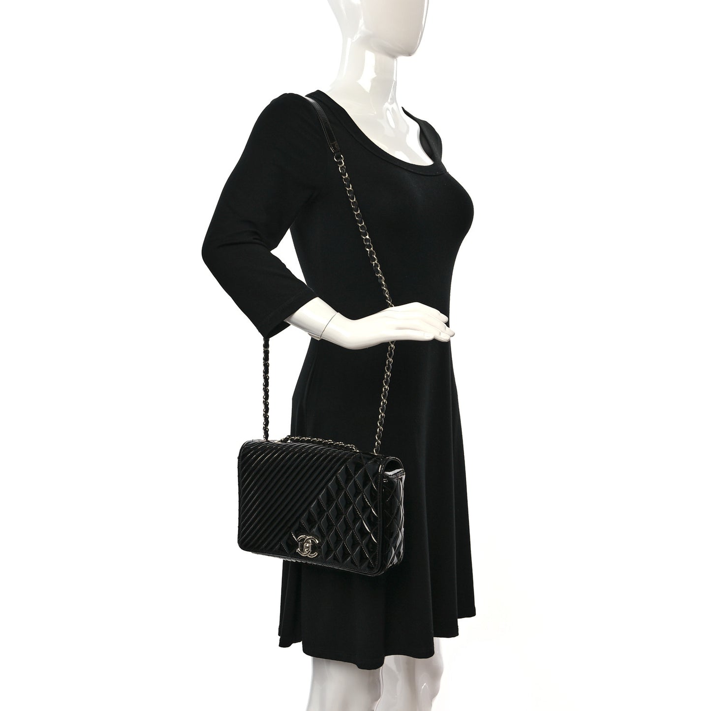 Patent Quilted Medium Coco Boy Flap Black