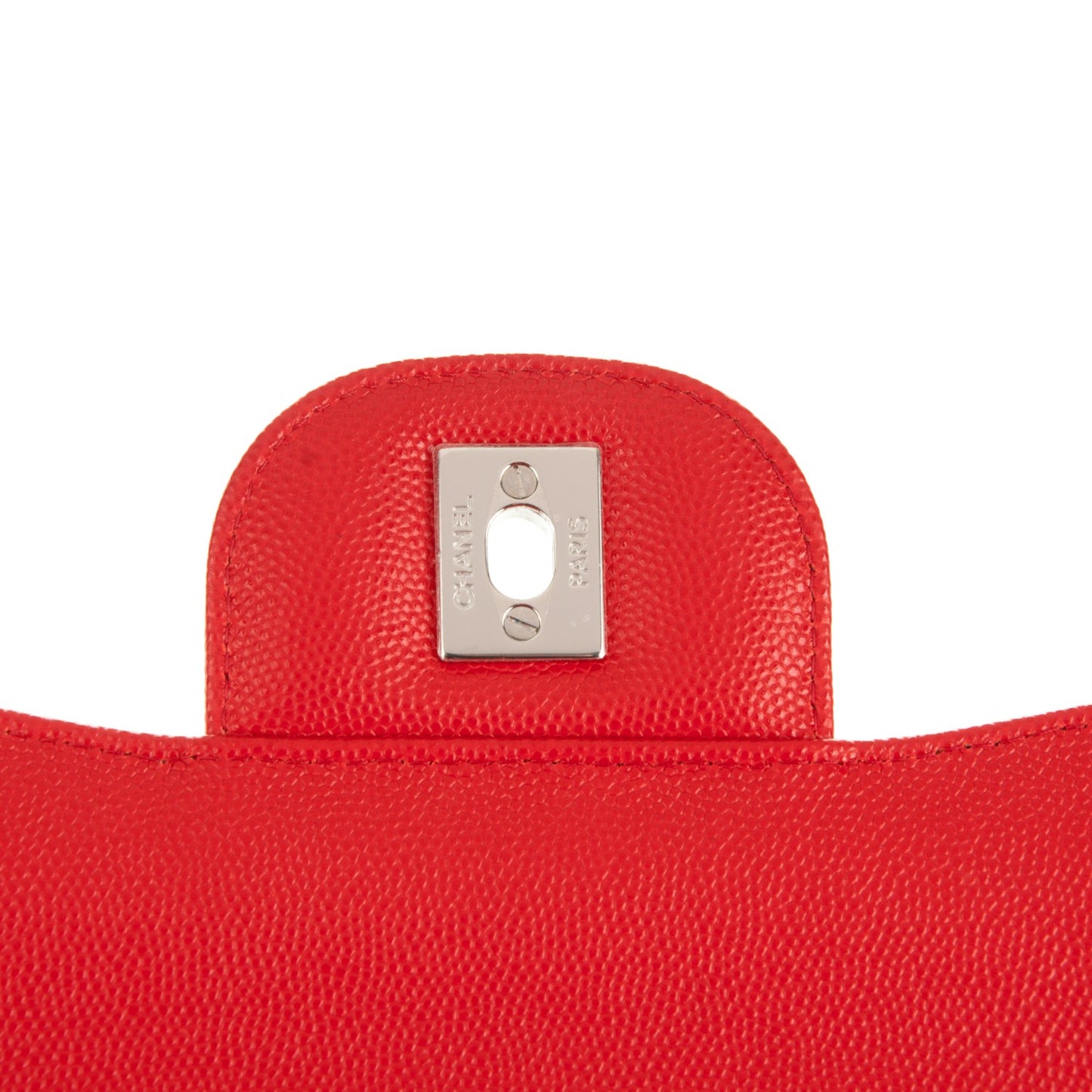 Caviar Chevron Quilted Jumbo Double Flap Red