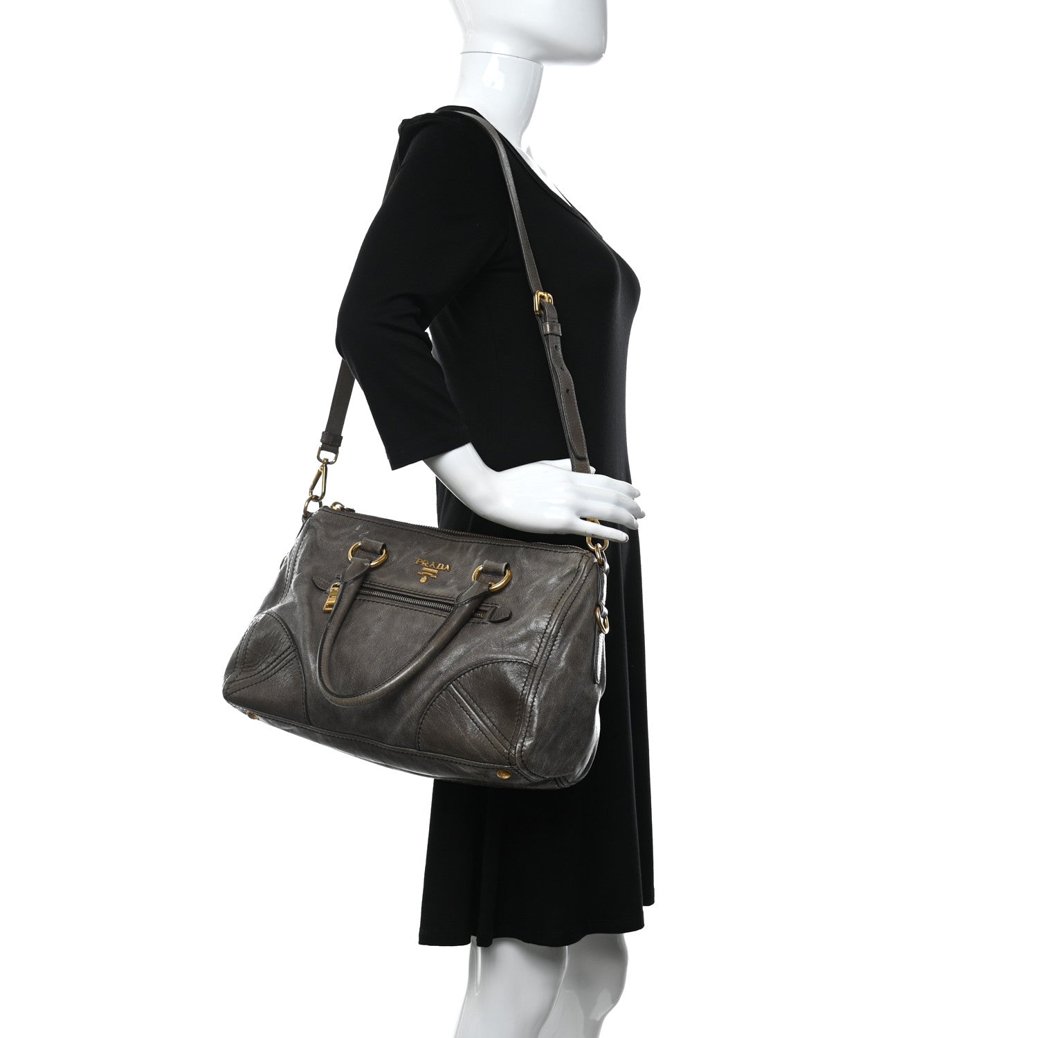 Prada Vitello Shine Shopping Satchel Bambu 2 of 15