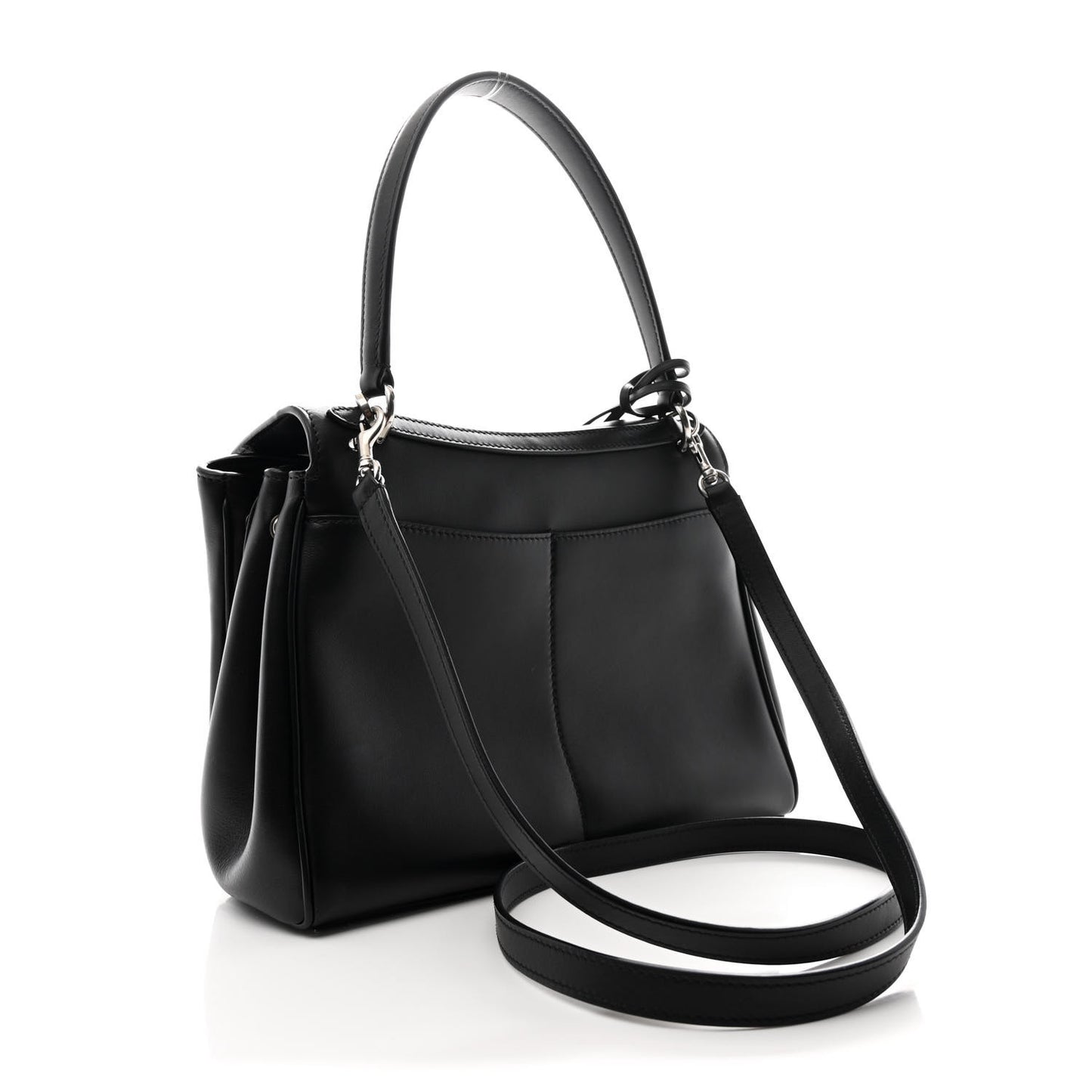 Natural Smooth Calfskin Small Rodeo Top Handle Handbag Black