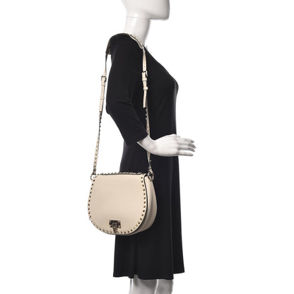 Valentino Garavani Grained Calfskin Rockstud Saddle Bag Light Ivory 2 of 10