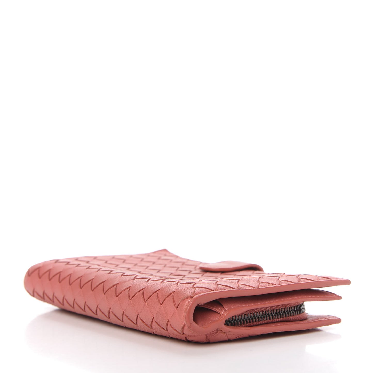 Nappa Intrecciato Continental Snap Wallet Corallo