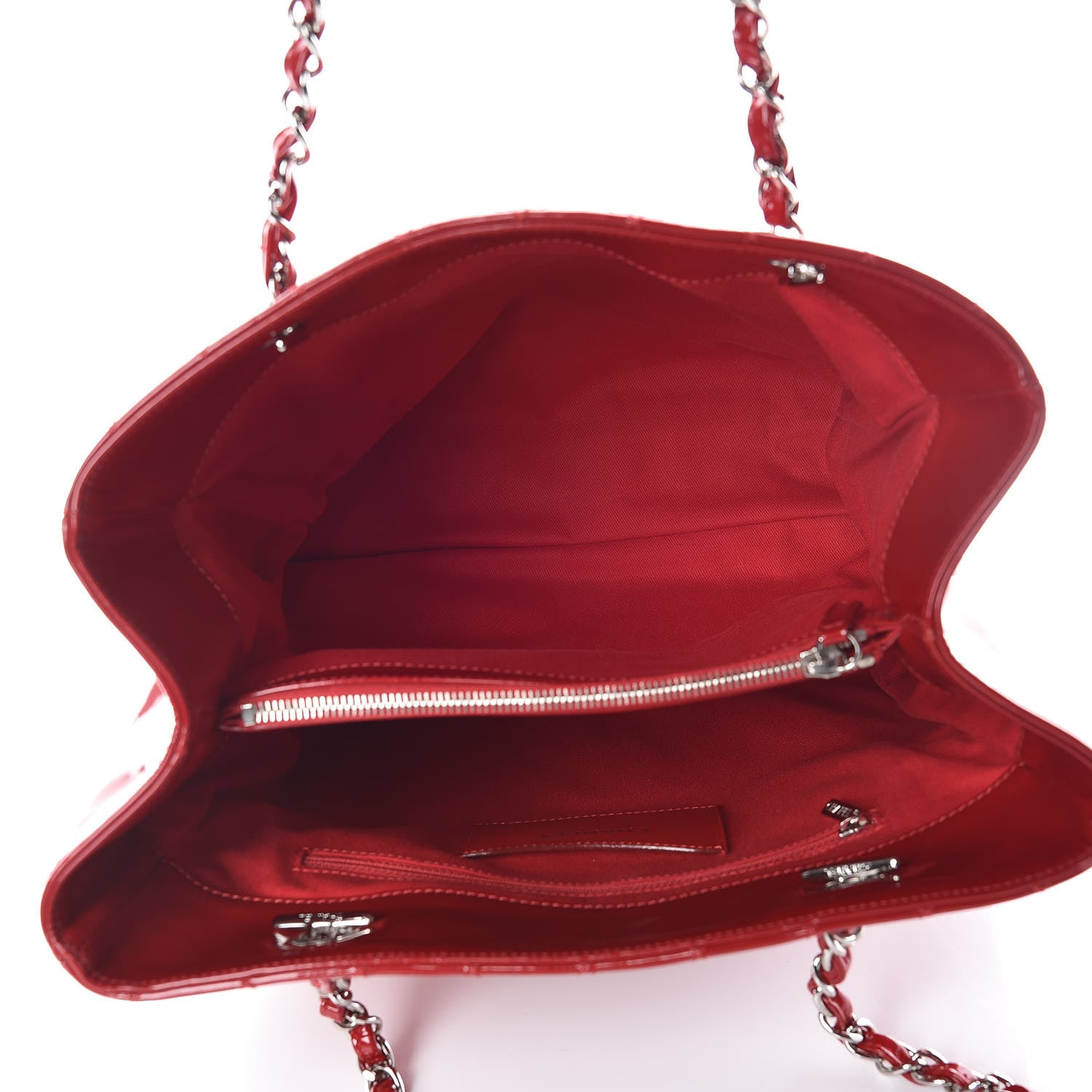 Chanel Patent Quilted Large Shopping Tote Red 7 of 10