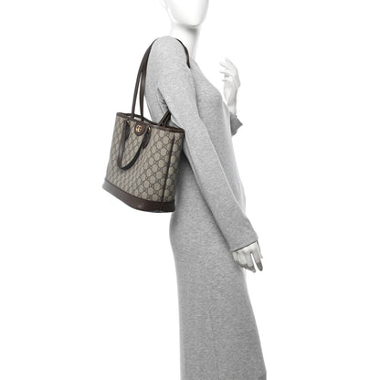 Gucci GG Supreme Monogram Textured Calfskin Small Ophidia Shoulder Tote Bag Beige Ebony New Acero 2 of 12