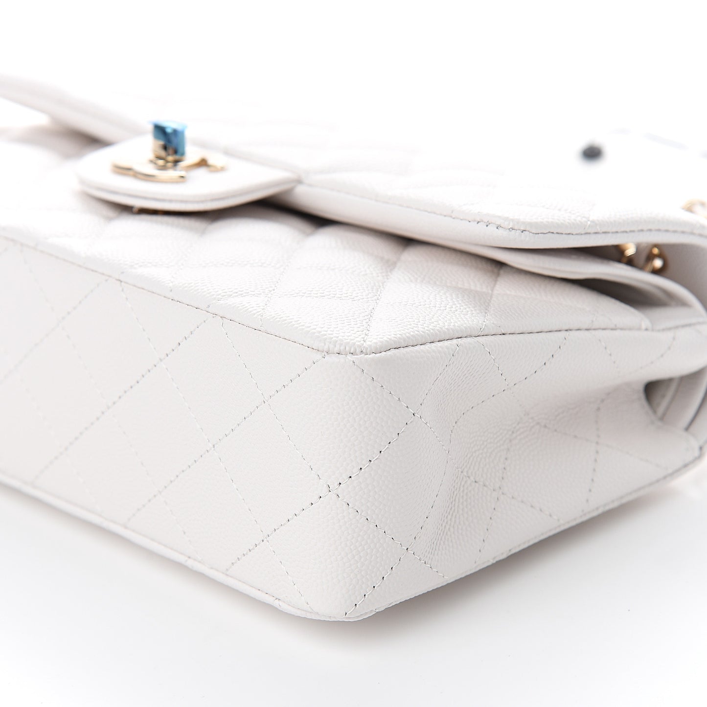 Caviar Quilted Small Double Flap White