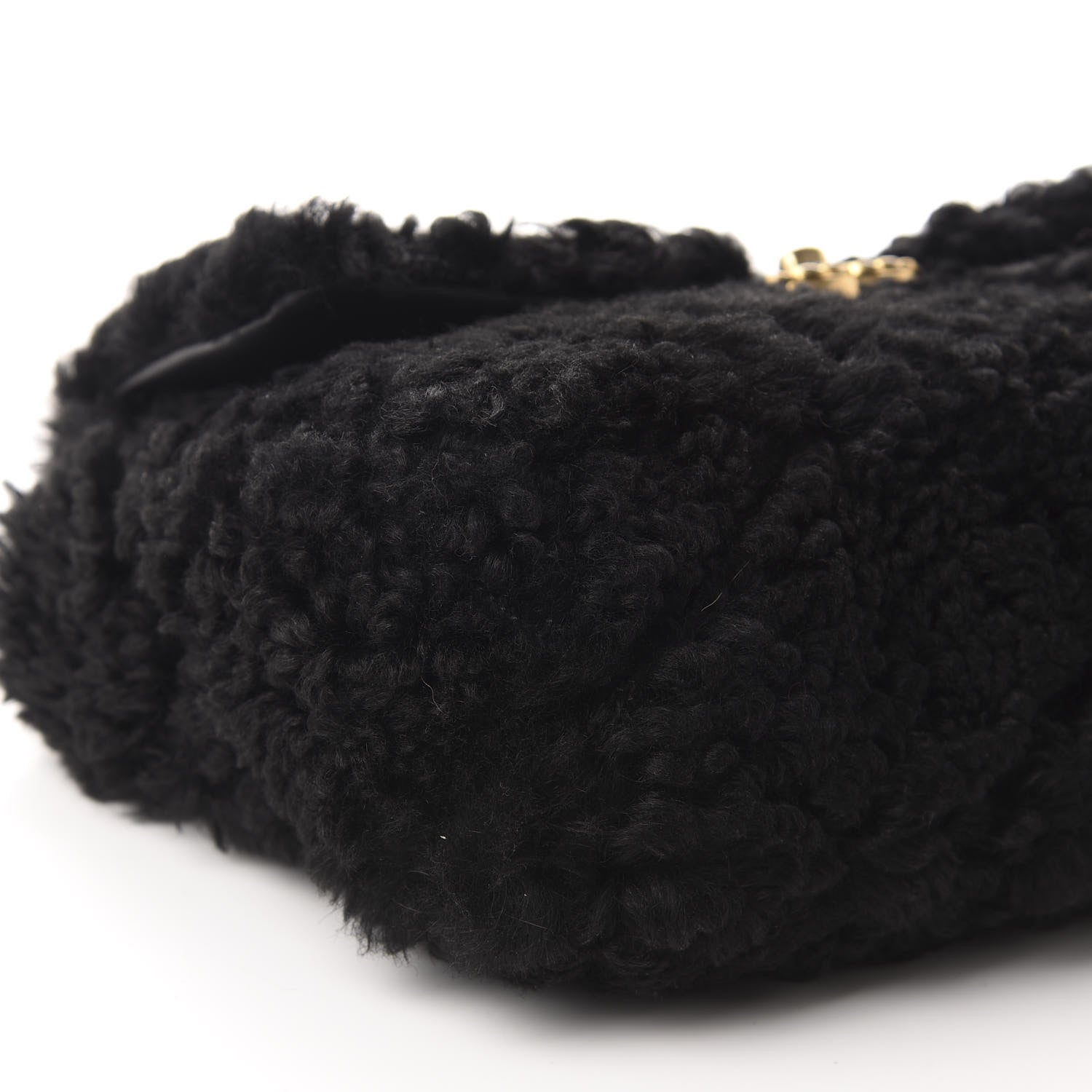 Chanel Shearling Sheepskin Large 19 Flap Black 6 of 11
