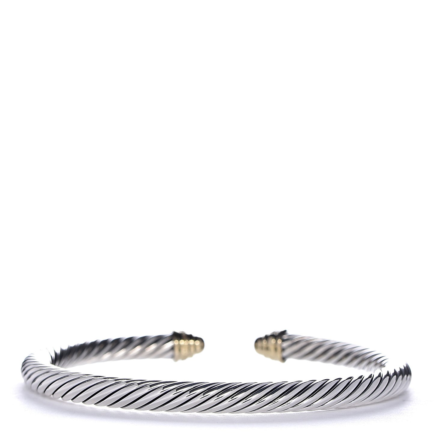 Sterling Silver 18K Yellow Gold Diamond 5mm Cable Classics Bracelet