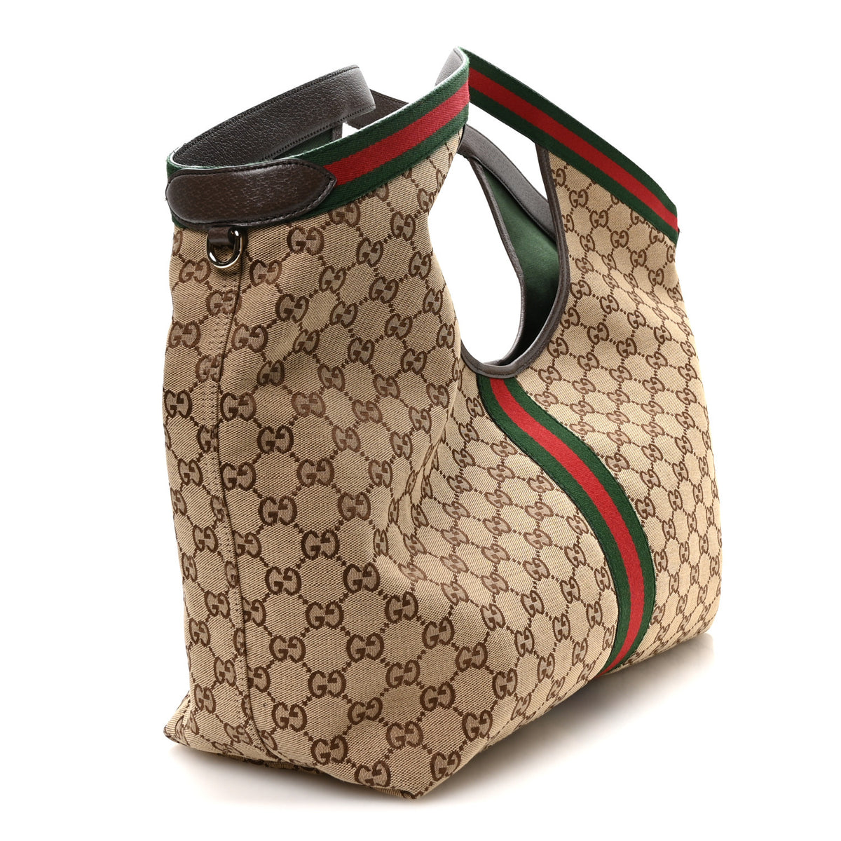 Gucci GG Monogram Web Large Giglio Tote Beige Brown 4 of 10