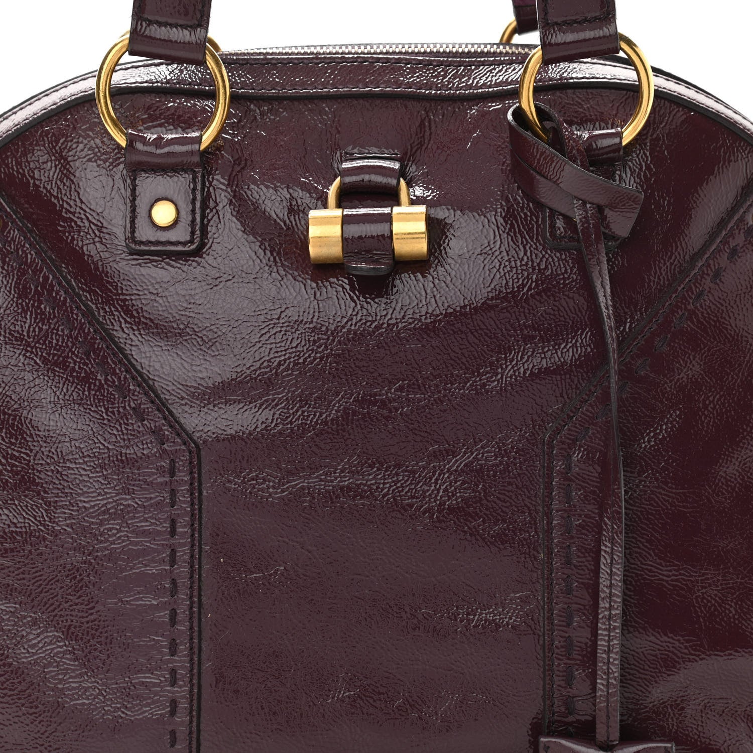 Saint Laurent Patent Calfskin Large Muse Eggplant 7 of 11