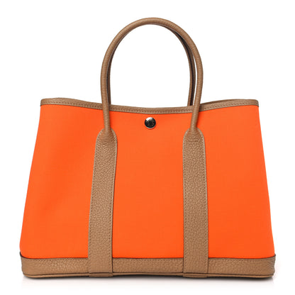 Hermes Toile Militaire Vache Country Garden Party 30 TPM Orange Chai 1 of 10