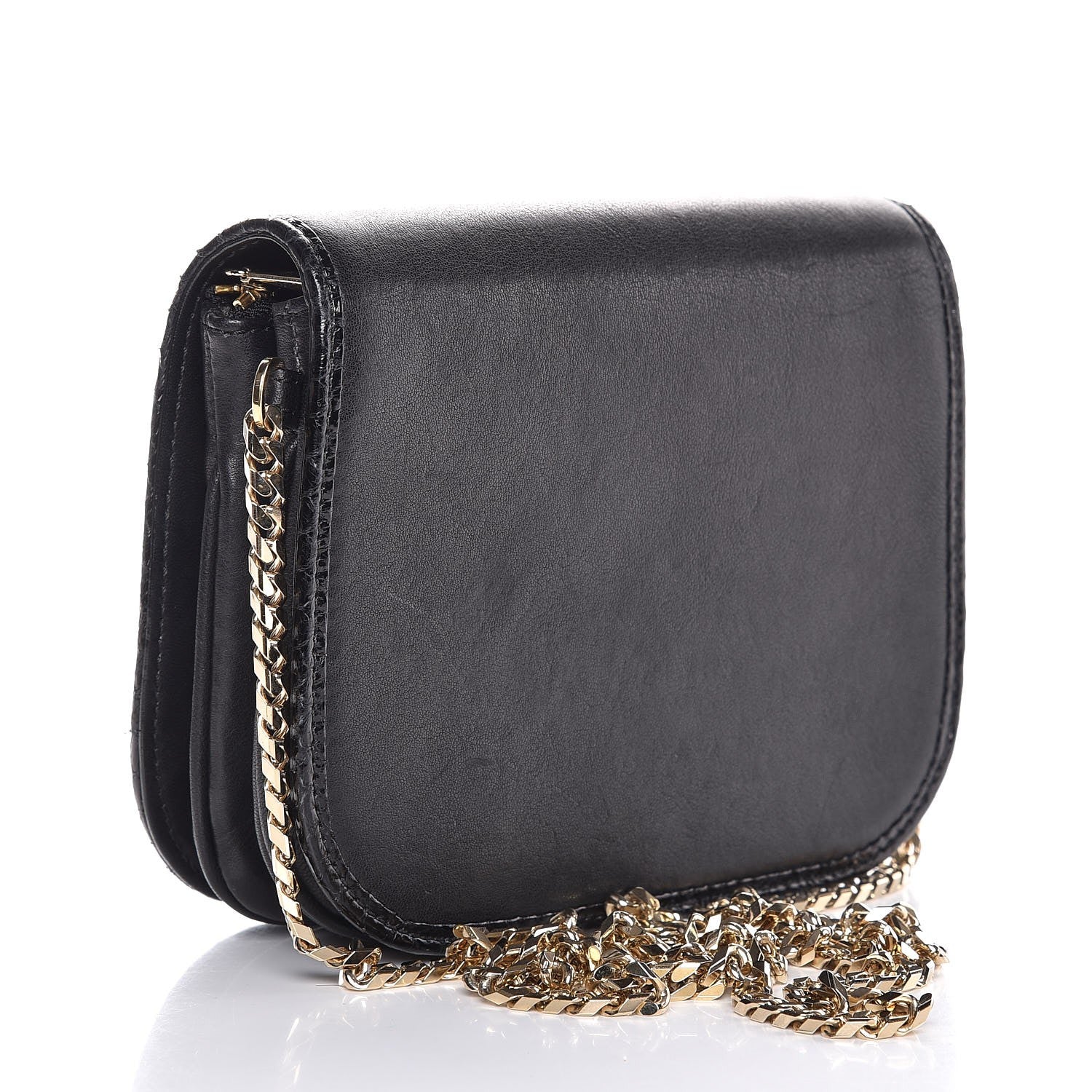 Jimmy Choo Lambskin Elaphe Zadie Flap Bag Black 3 of 7