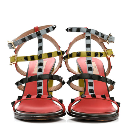 Valentino Garavani Calfskin Rockstud 90mm City Sandals 39 Coral Sky Army 3 of 10