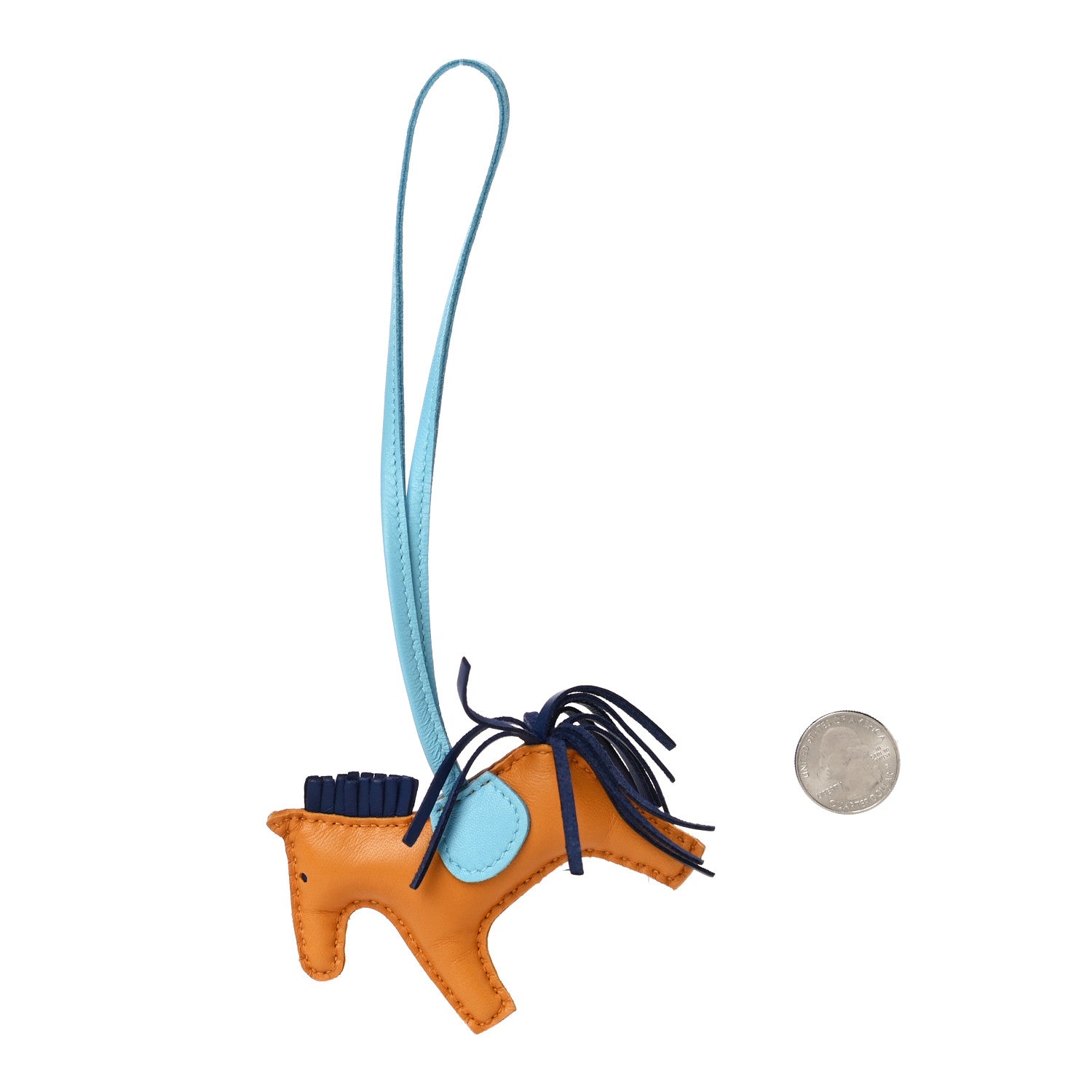 Hermes Milo Lambskin Grigri Rodeo Horse Bag Charm PM Naturel Bouton D'Or Celeste Bleu Saphir 4 of 5