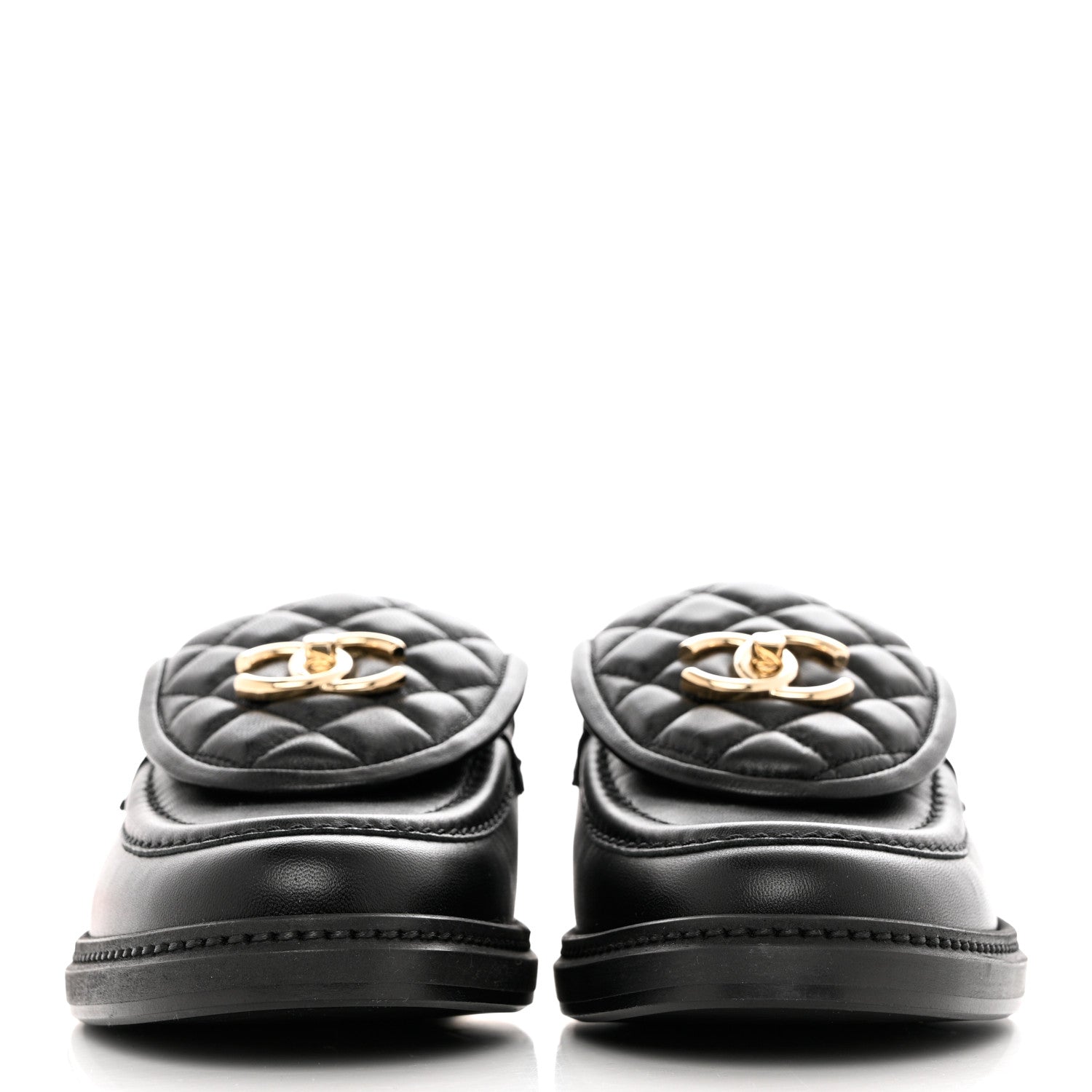 Chanel Lambskin Quilted CC Turnlock Loafers 39 Black 2 of 9