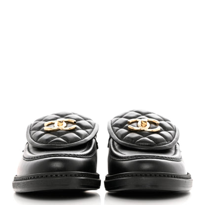 Chanel Lambskin Quilted CC Turnlock Loafers 39 Black 2 of 9