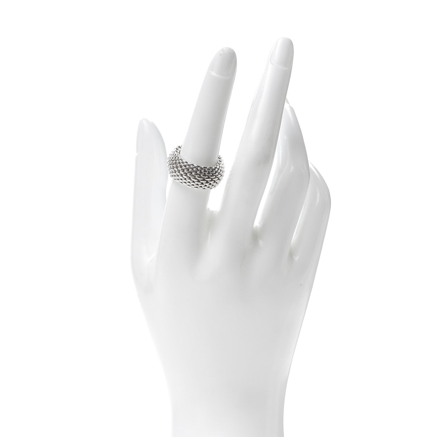 Tiffany Sterling Silver Somerset Mesh Ring 54 7 2 of 4