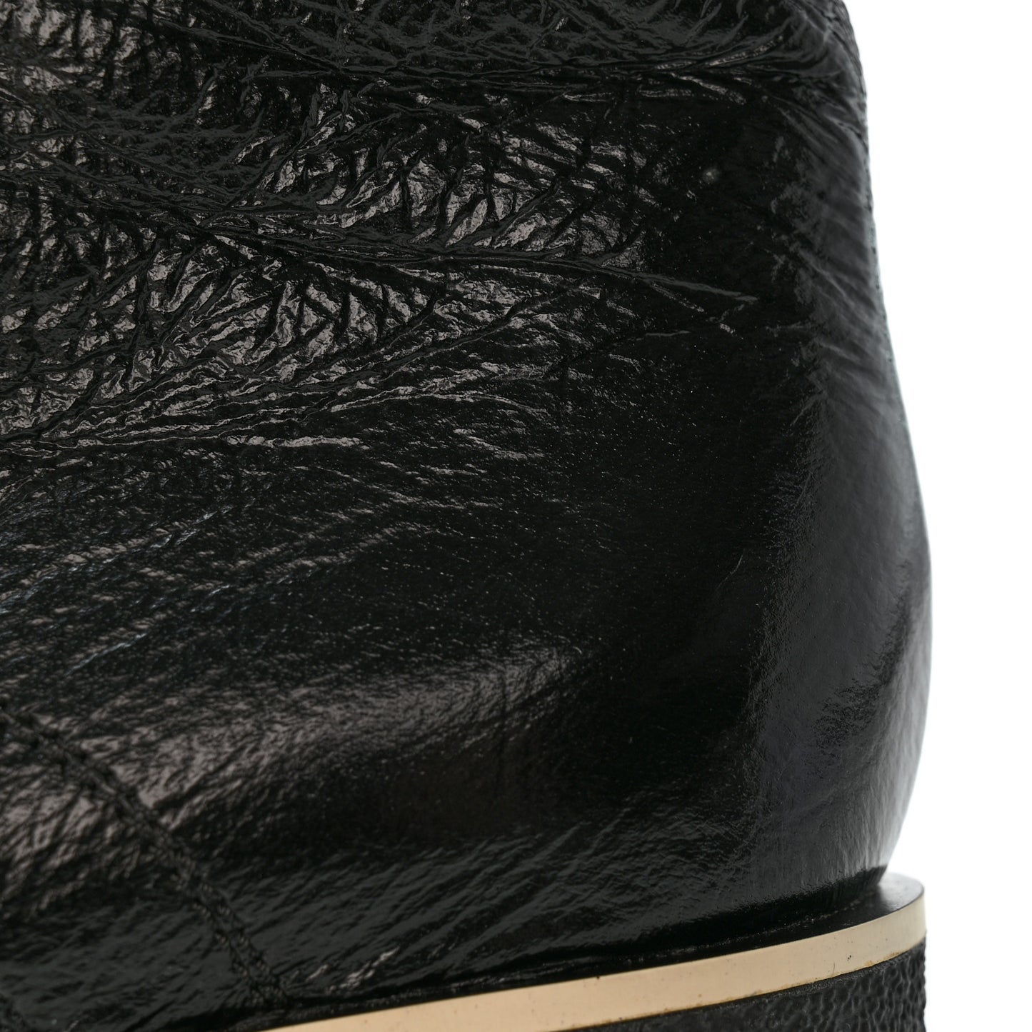 Shiny Crumpled Lambskin Lace Up Combat Boots 38 Black