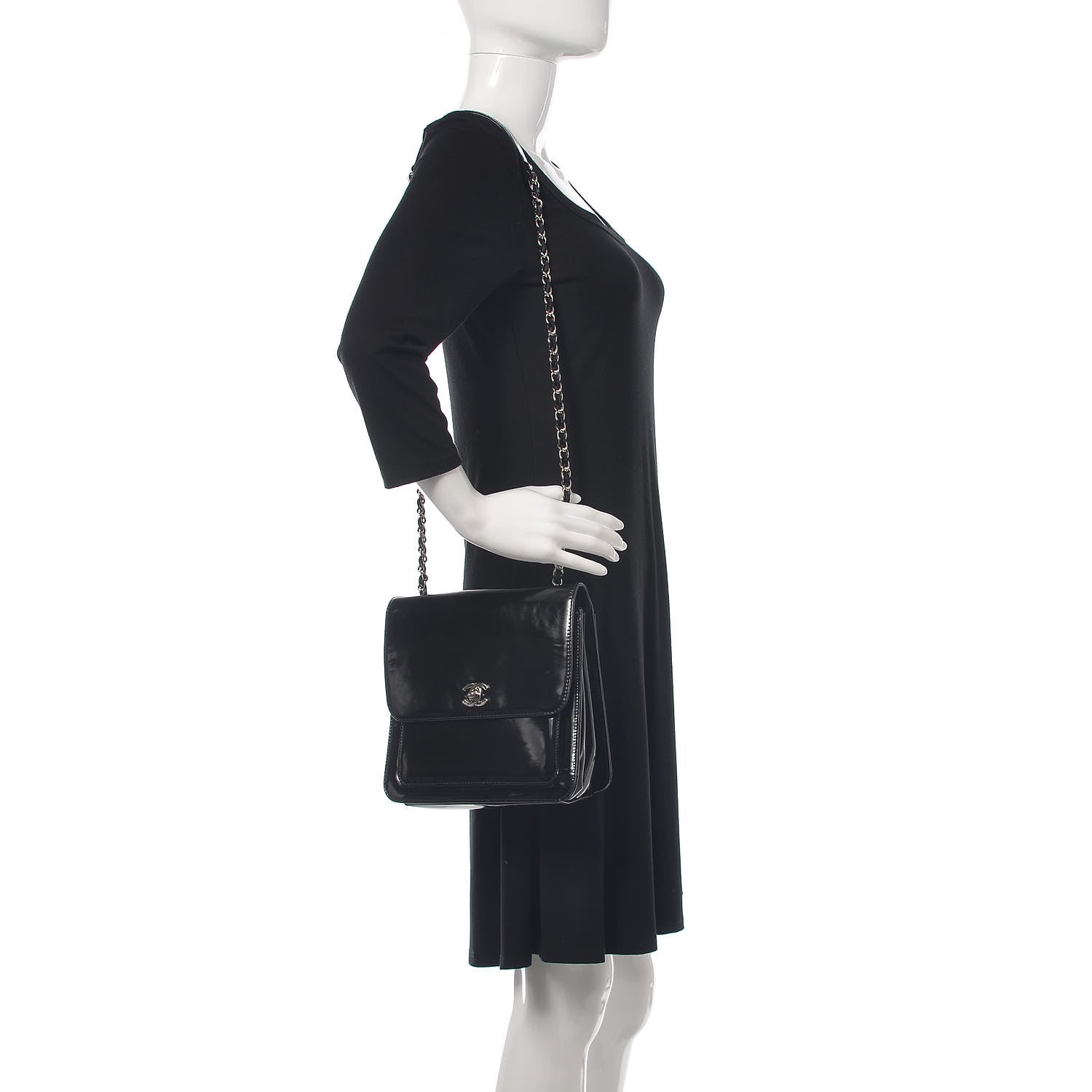 Chanel Glazed Calfskin Single Flap Black 2 of 15