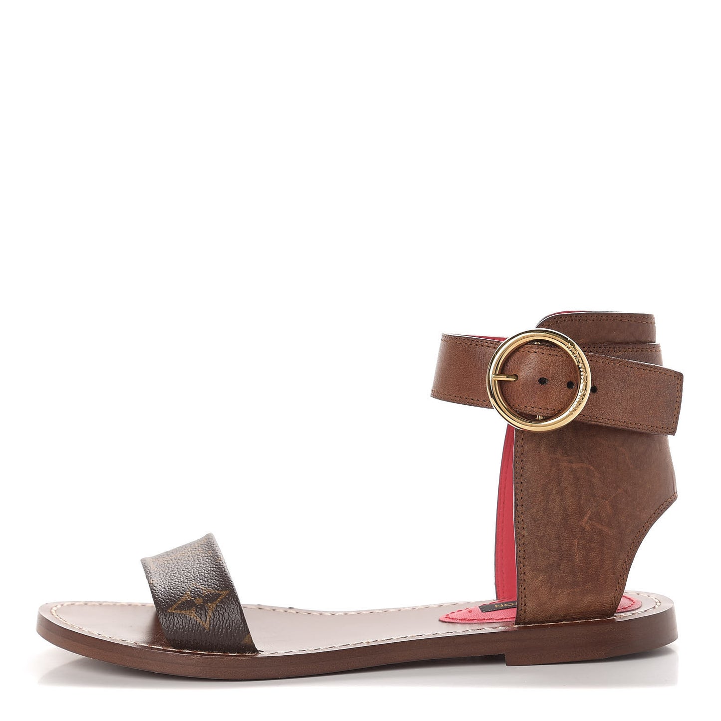 Calfskin Monogram Ocean Drive Flat Sandals 36.5 Cognac
