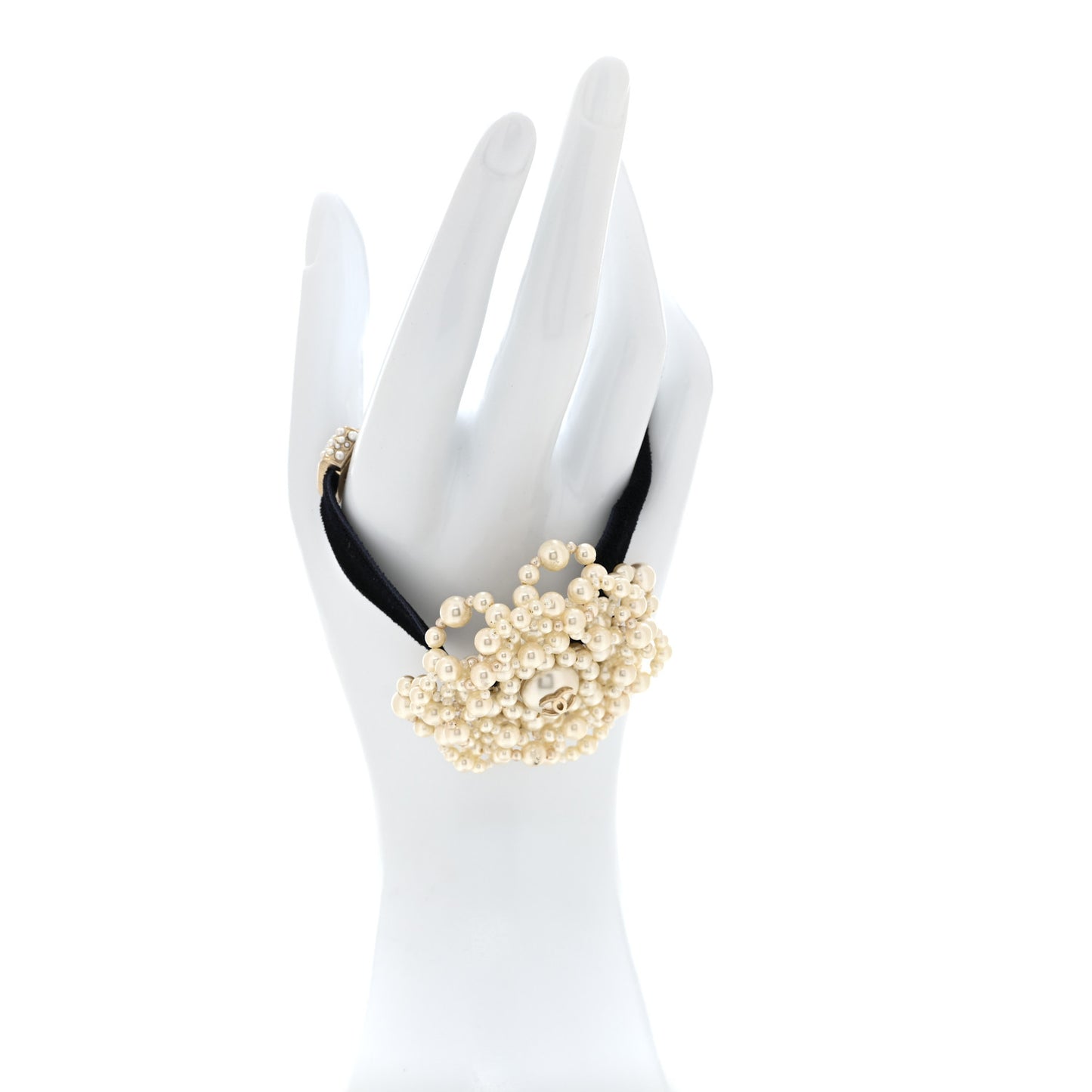 Pearl Velvet CC Bracelet Blue