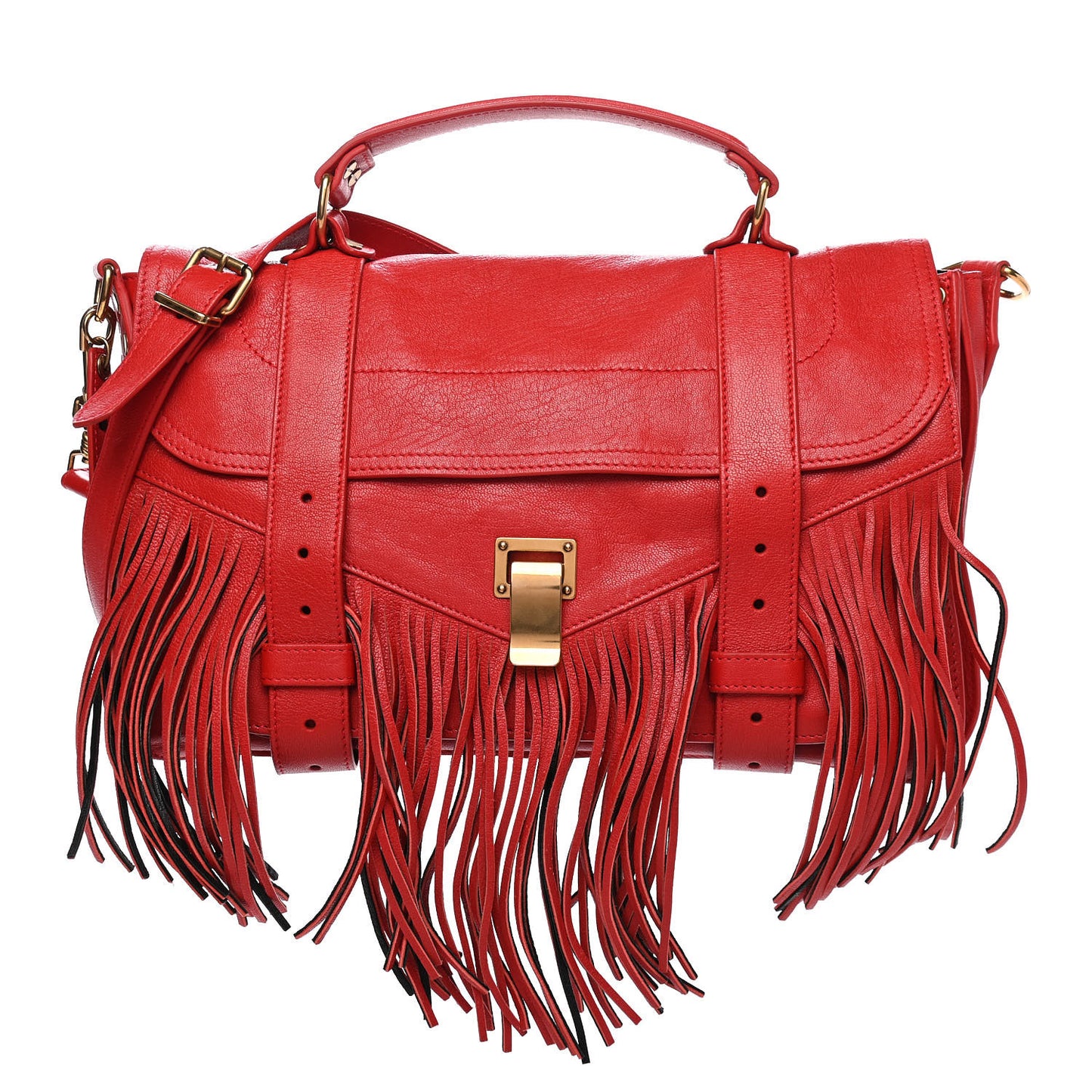 Lambskin Fringe Medium PS1 Satchel Red