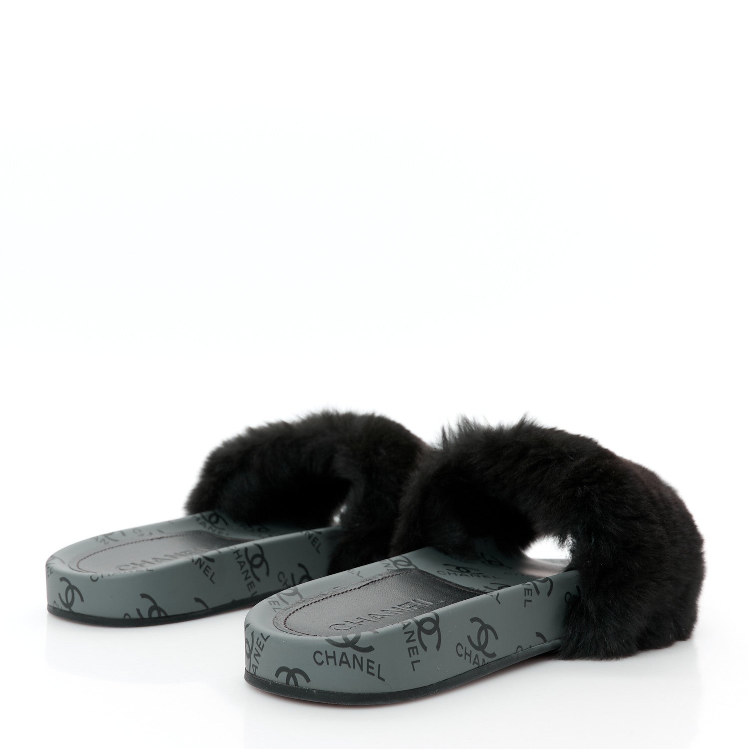Chanel Orylag Rabbit Fur Mules 38 Black 4 of 9