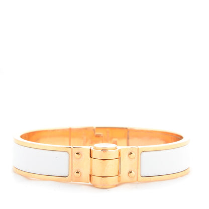Hermes Enamel Charniere Uni Narrow Hinged Bracelet S White 1 of 5