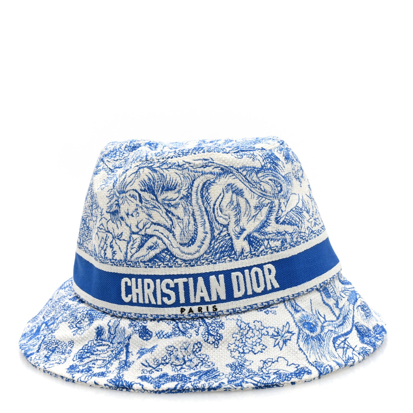 Canvas Toile de Jouy Sauvage Diorivera D-Bobby Small Brim Bucket Hat 59 Fluorescent Blue