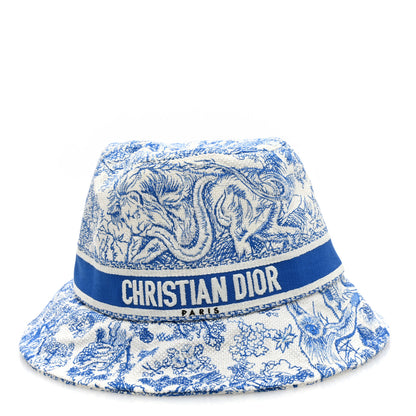 Christian Dior Canvas Toile de Jouy Sauvage Diorivera D-Bobby Small Brim Bucket Hat 59 Fluorescent Blue 3 of 8