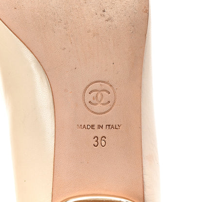 Chanel Lambskin Coco Line Pointed Toe Ballerina Flats 36 Light Beige Gold 7 of 10