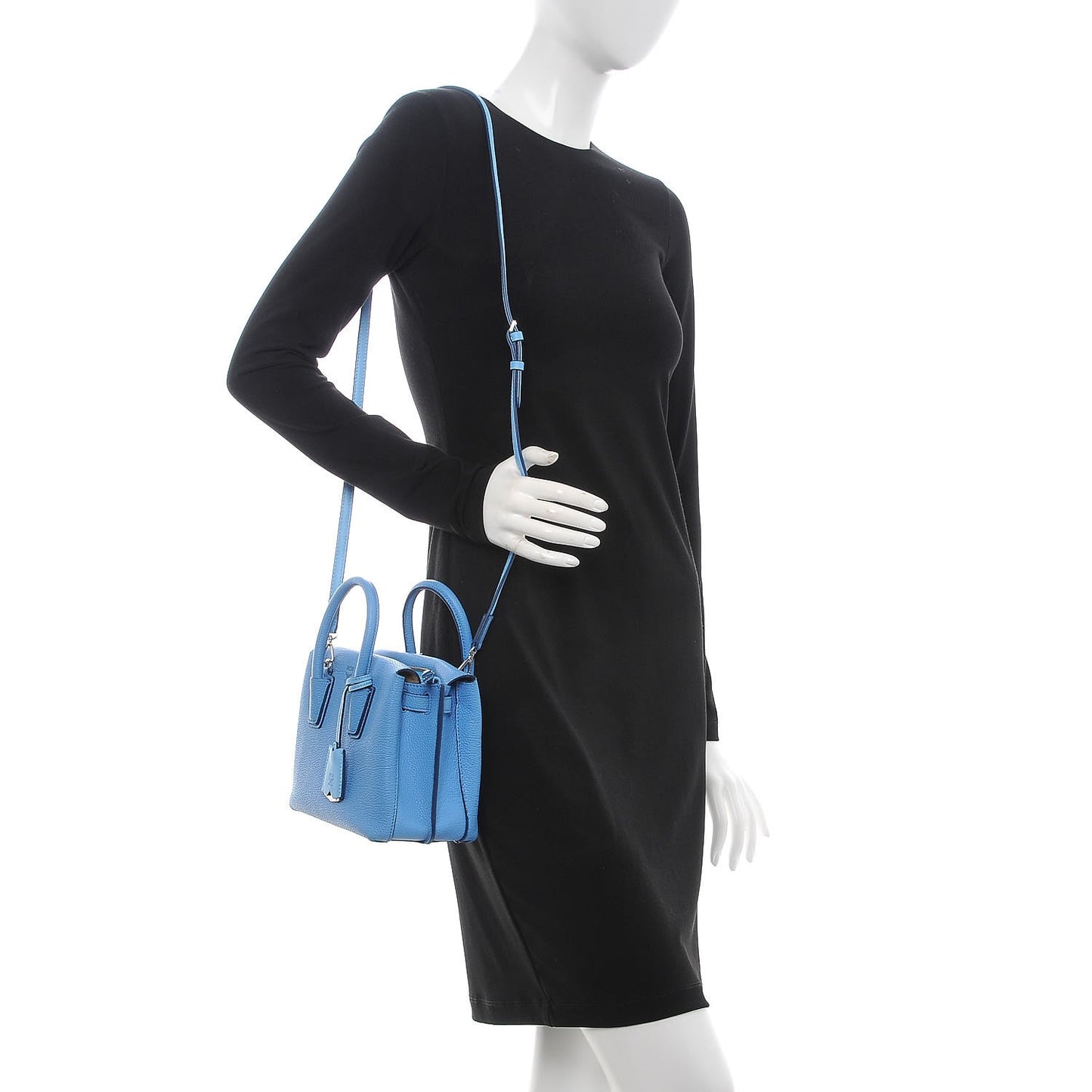 Grained Calfskin Mini Milla Tote Mediterranean Blue