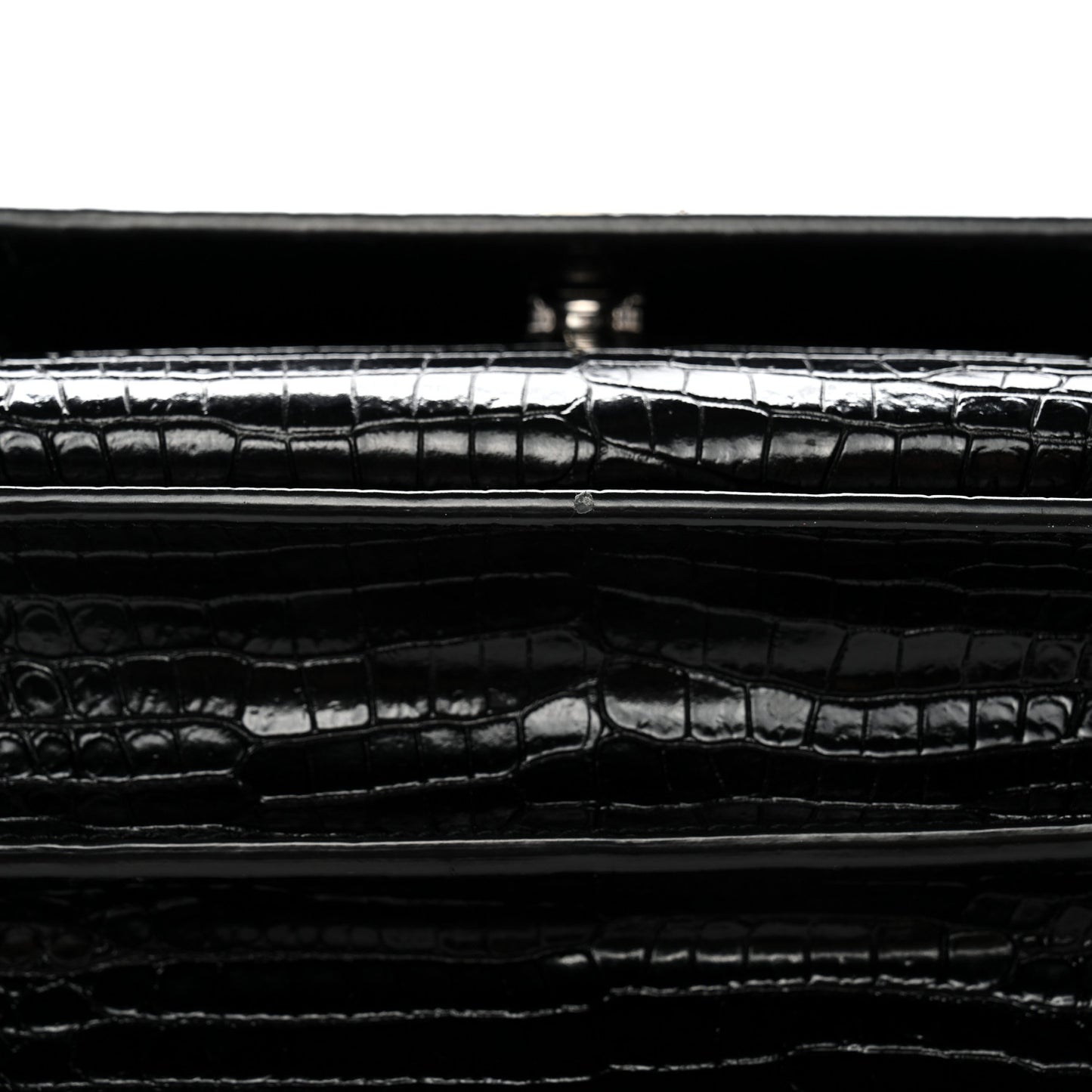 Calfskin Crocodile Embossed Medium Monogram Sunset Black