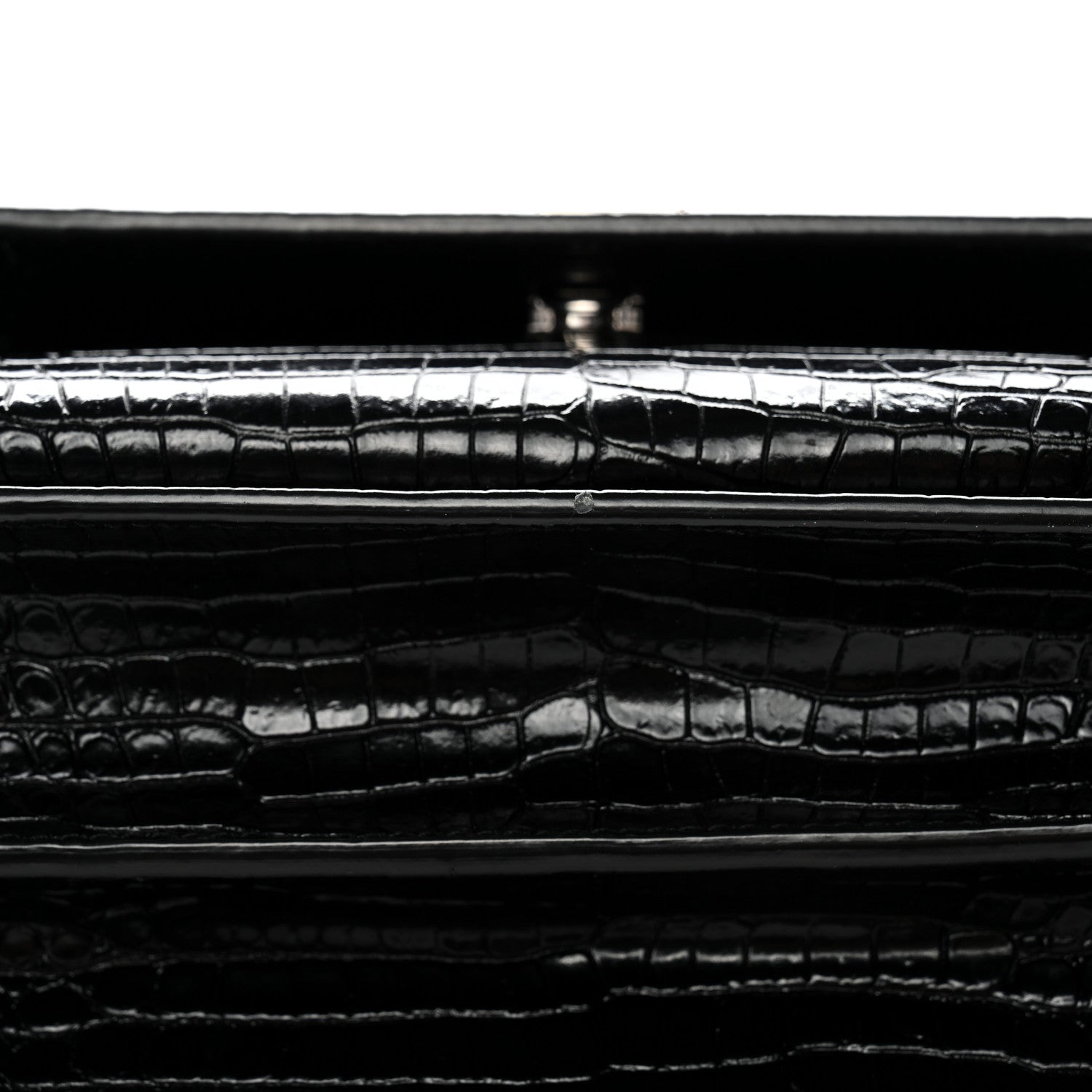 Saint Laurent Calfskin Crocodile Embossed Medium Monogram Sunset Black 11 of 13