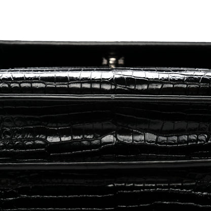 Saint Laurent Calfskin Crocodile Embossed Medium Monogram Sunset Black 11 of 13