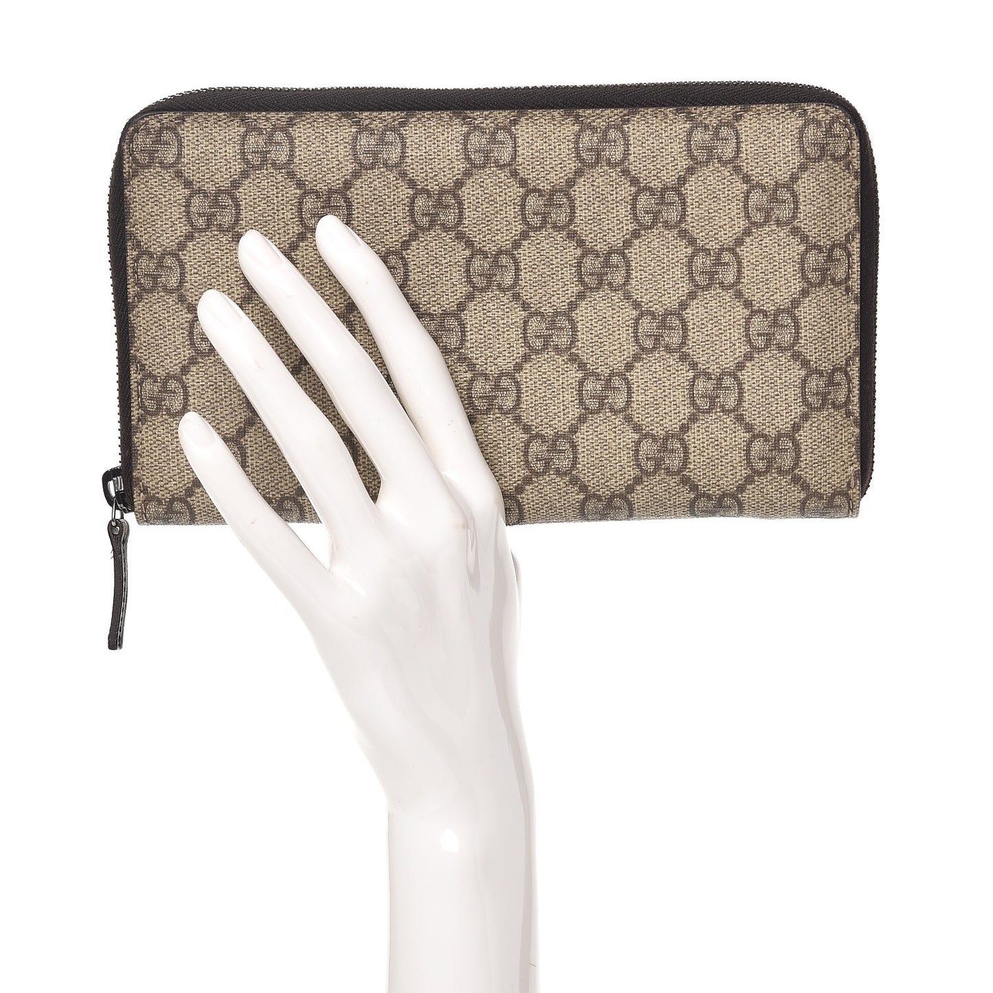 GG Plus Monogram Zip Around Wallet Dark Brown