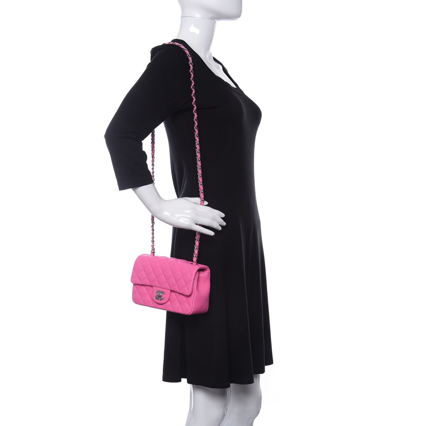 Lambskin Quilted Mini Rectangular Flap Pink