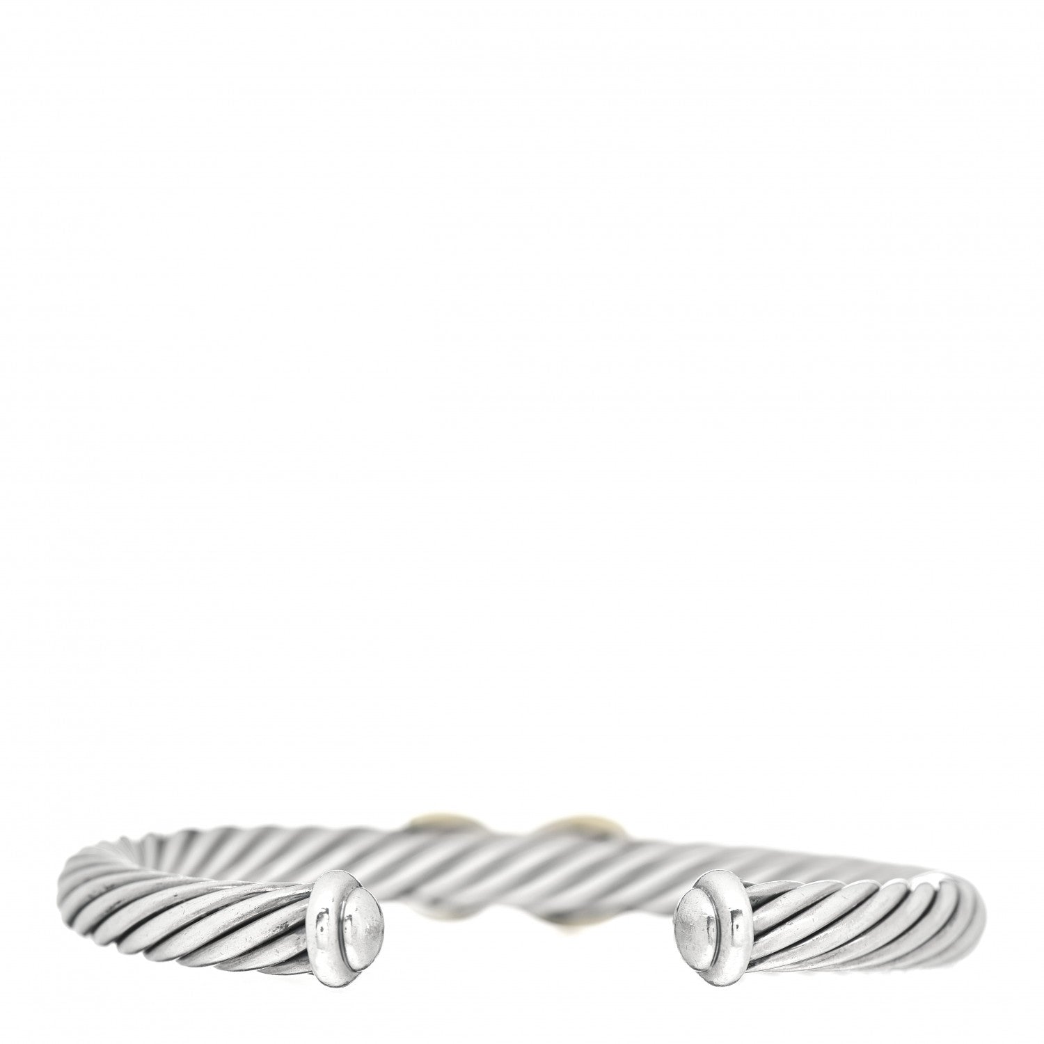 David Yurman Sterling Silver 14K Yellow Gold 7mm X Station Cable Bracelet 3 of 4