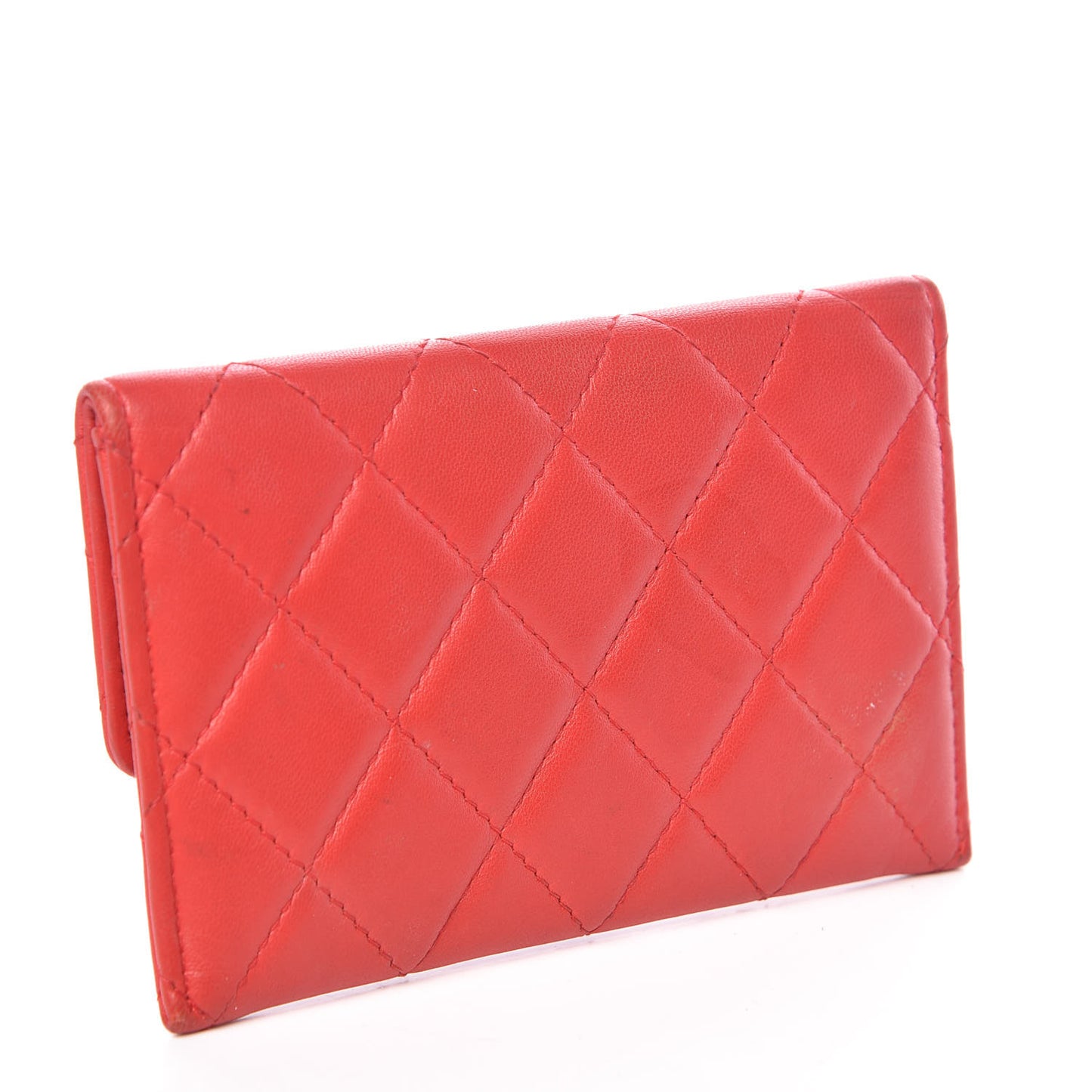 Lambskin Quilted Wallet On Removable Chain Insert Red