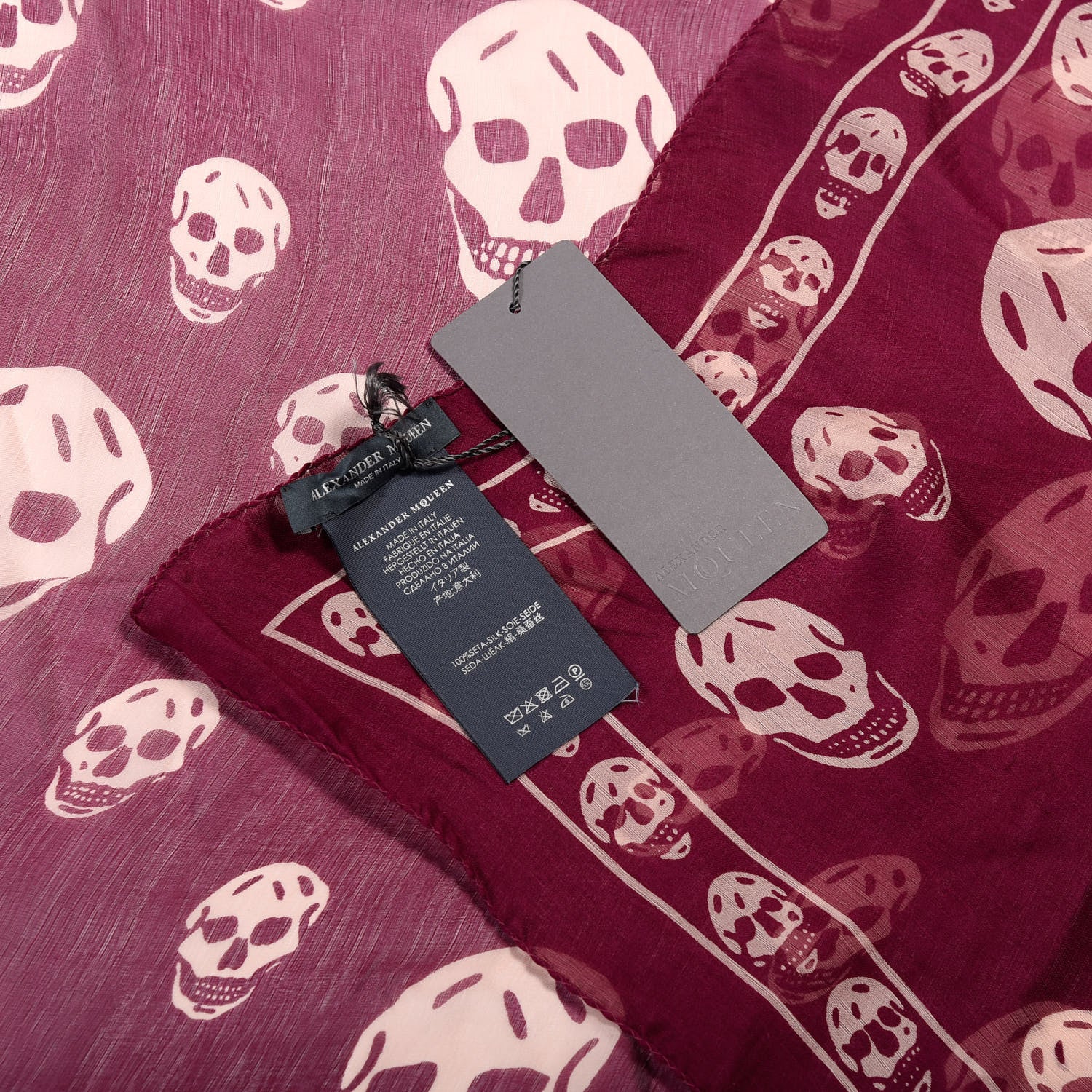 Alexander McQueen Silk Chiffon Skull Scarf Purple White 3 of 3