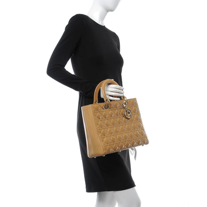 Christian Dior Patent Cannage Large Lady Dior Beige 3 of 20