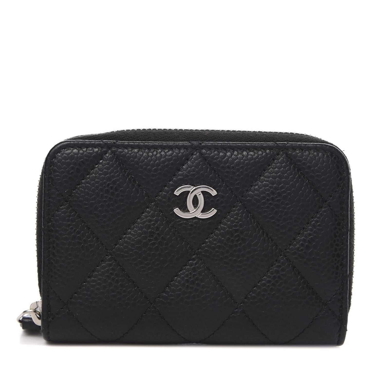 Caviar Quilted Zip Coin Purse Black