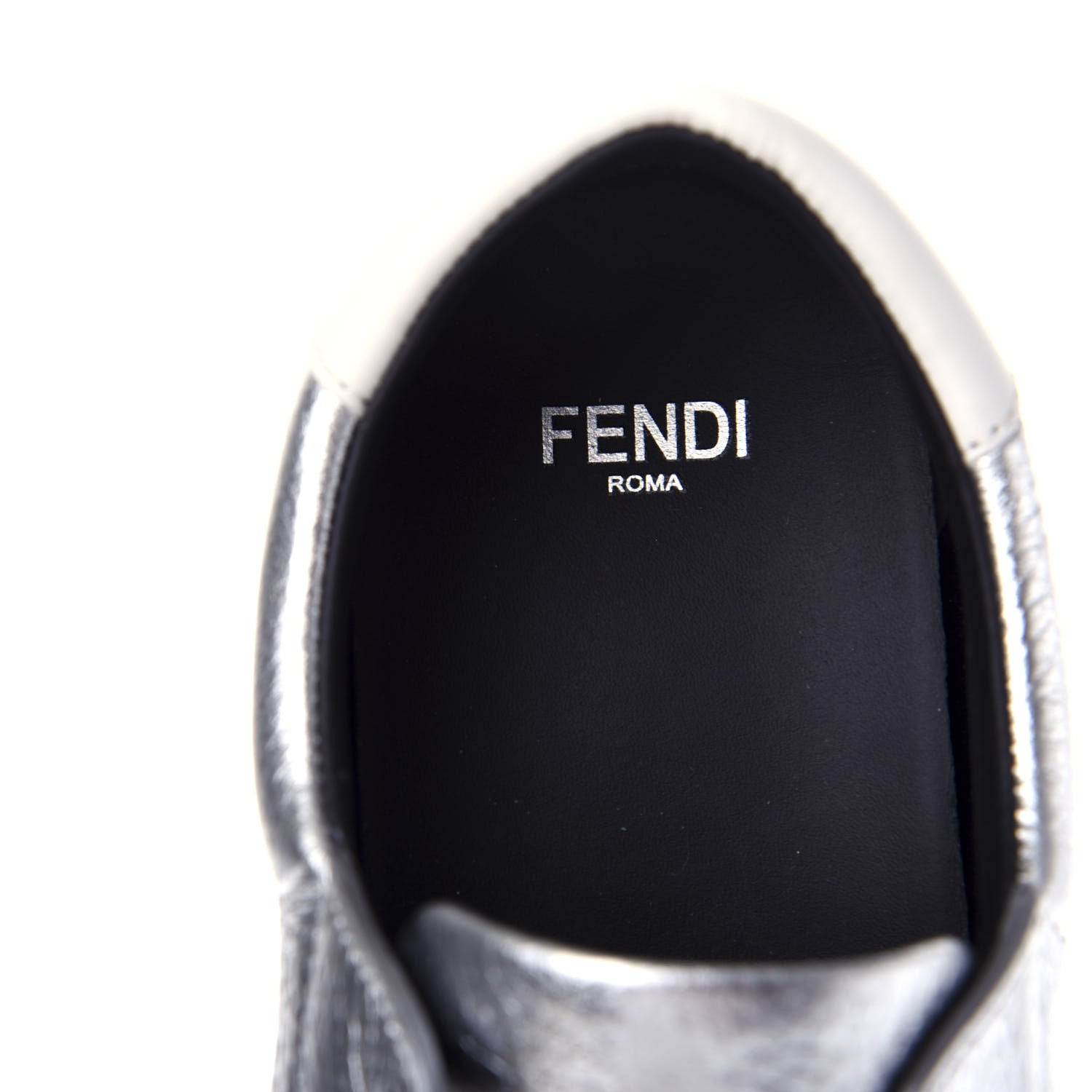 Fendi Metallic Vitello Lurex Rockoclick Slip On Sneakers 36.5 Silver 8 of 11