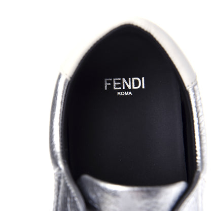 Fendi Metallic Vitello Lurex Rockoclick Slip On Sneakers 36.5 Silver 8 of 11