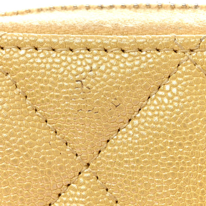 Chanel Iridescent Caviar Quilted Medium Zip Around Wallet Yellow 12 of 13